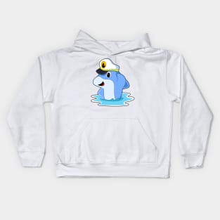 Dolphin as Captain with Hat Kids Hoodie